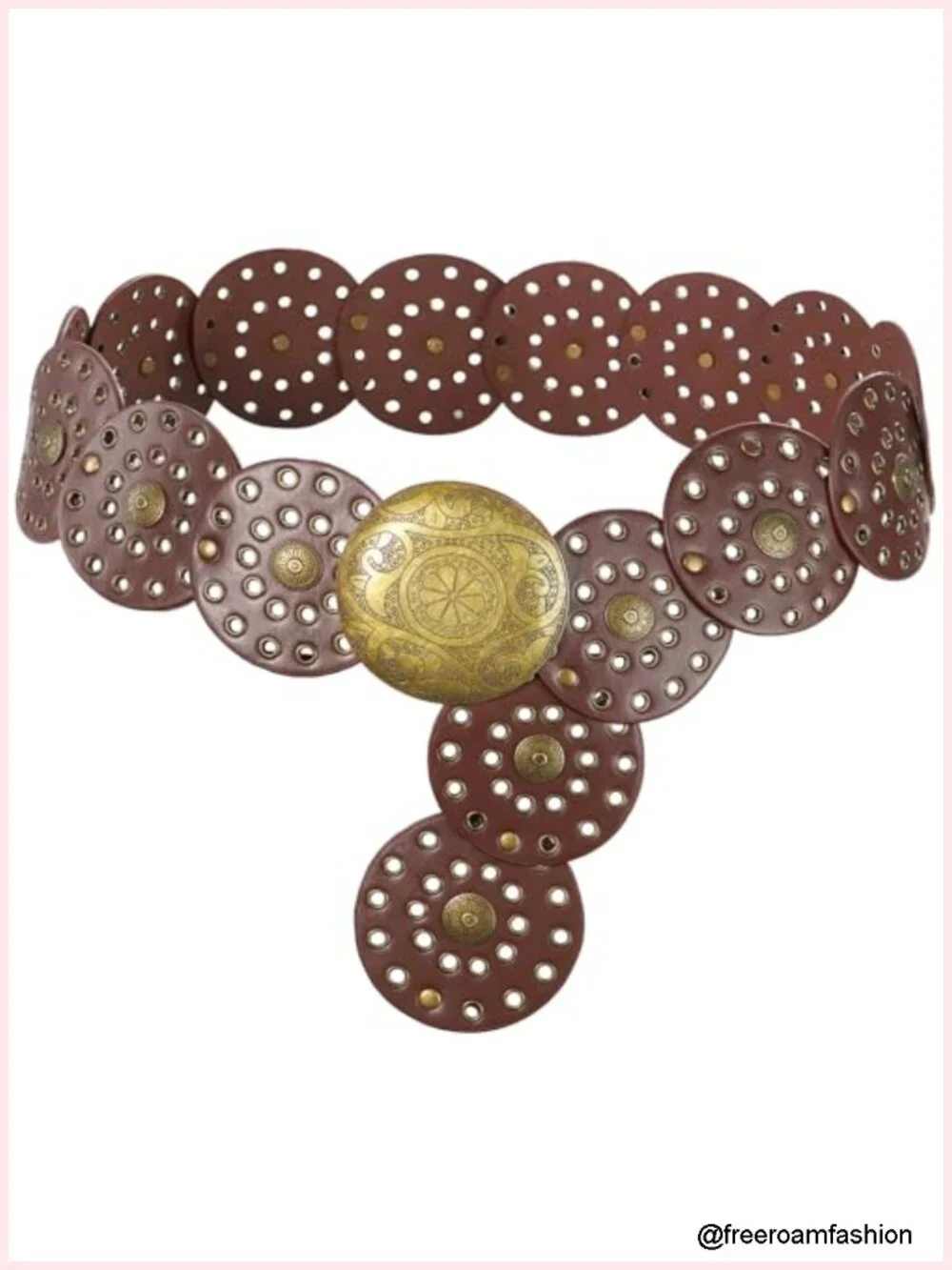 Vintage Hollow Boho Wide Disc Belt with Metal Buckle